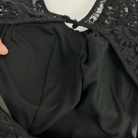 Betsy & Adam's Mermaid Gown Godet Hem Textured Floral Lace Open Back Formal 2 - Picture 8 of 16